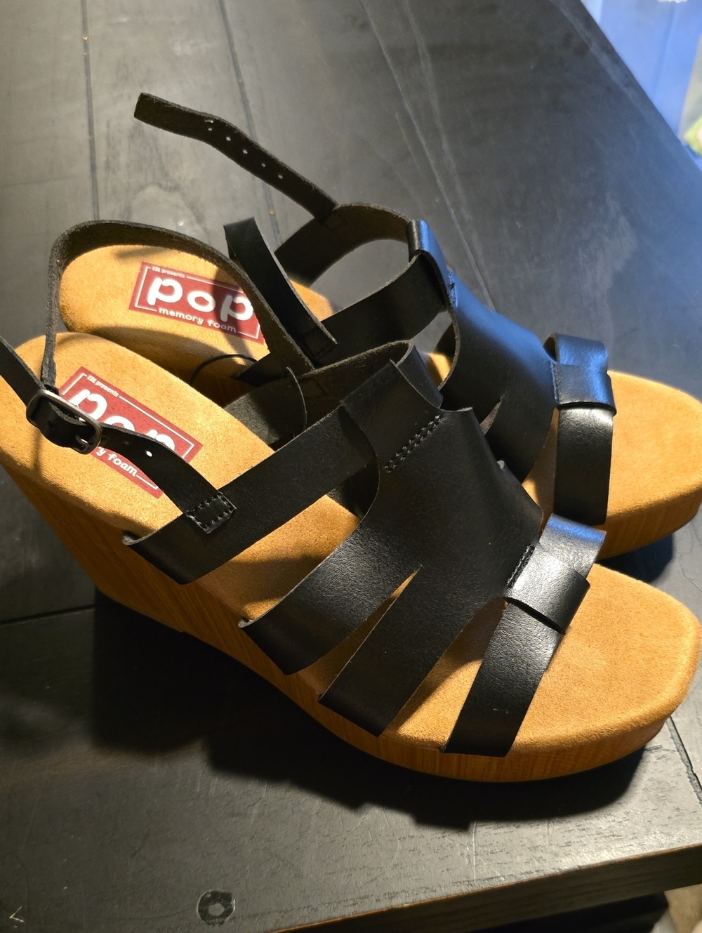 NWOT Multi-Strap Wedge Sandals with Tan Platform